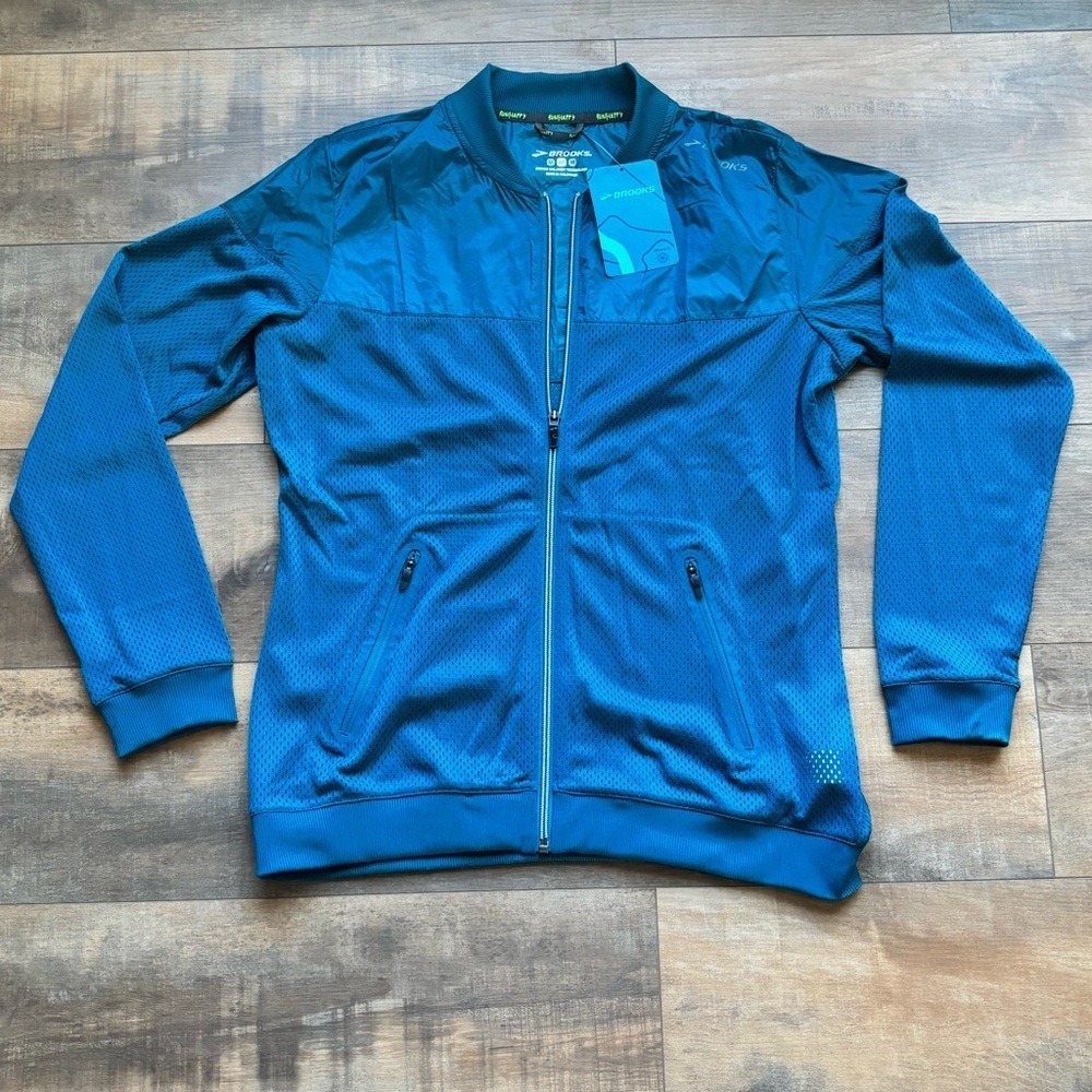 Brooks Women's Size Medium Run Thru Mesh Teal Lightweight Running Jacket New